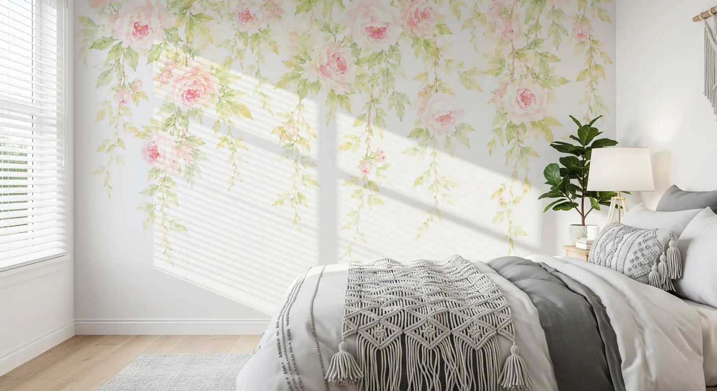Traumhaftes Pastellblumen-Baldachin-Wandbild