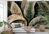Fresque murale botanique forêt luxuriante