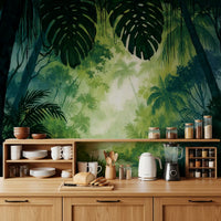 Misty Tropical Rainforest Canopy Wall Mural