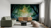 Wandbild mit sonnendurchfluteten Smaragdgrünem Laubimpressionen