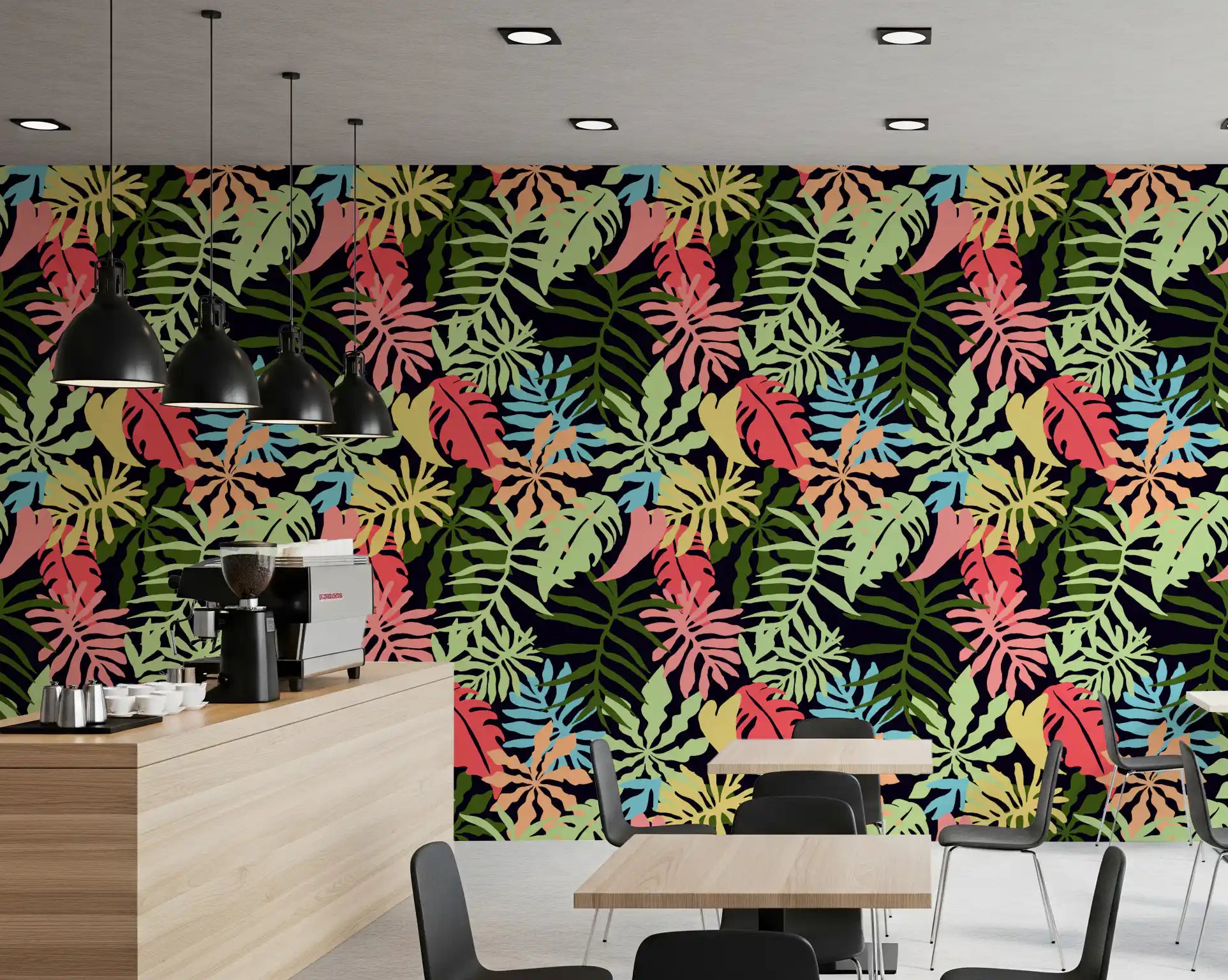 Tapet cu model vibrant de frunziș tropical din junglă⁠