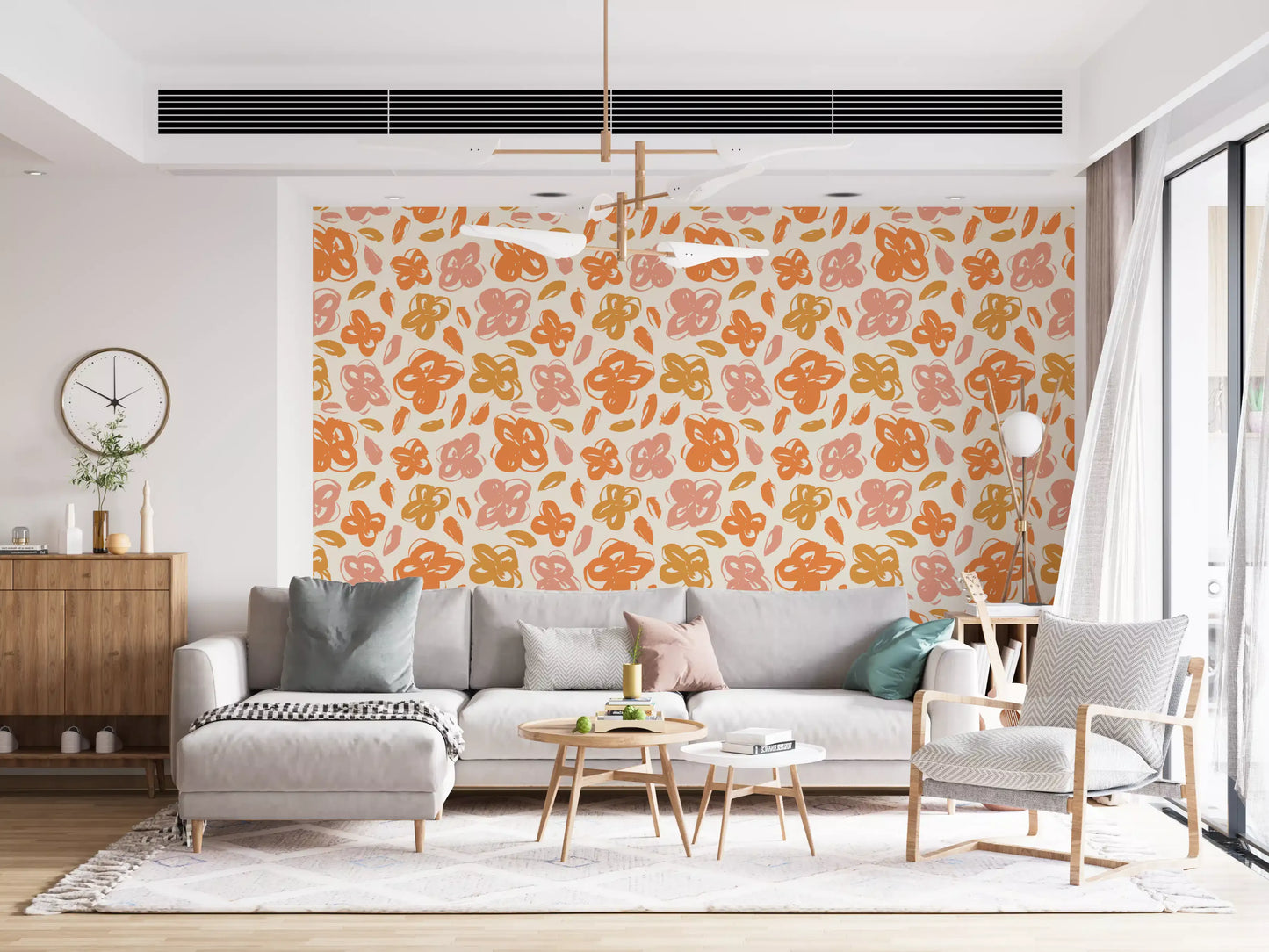 Solkyssede Botaniske Blomster Tapet⁠