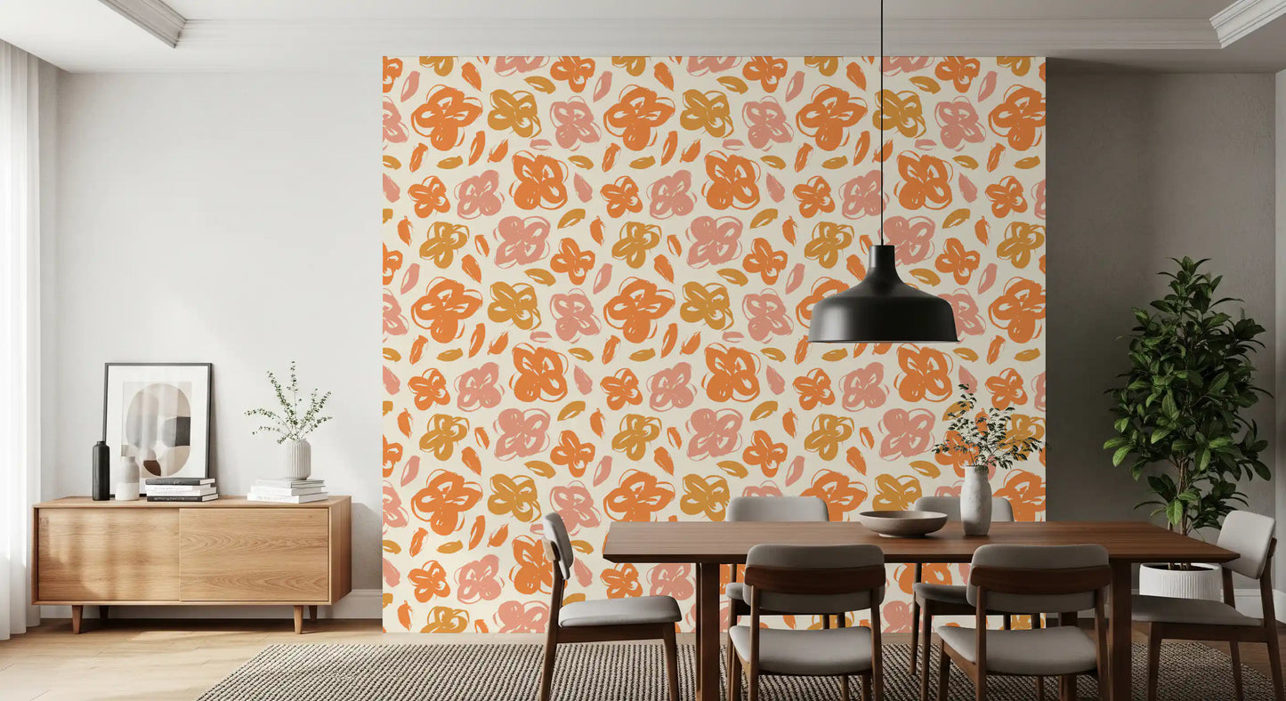 Solkyssede Botaniske Blomster Tapet⁠