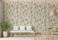 Vintage botanische Linienkunst Blumen-Tapete