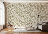 Vintage botanische Linienkunst Blumen-Tapete