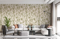 Vintage botanische Linienkunst Blumen-Tapete