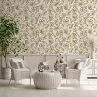 Vintage botanische Linienkunst Blumen-Tapete