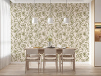 Vintage botanische Linienkunst Blumen-Tapete