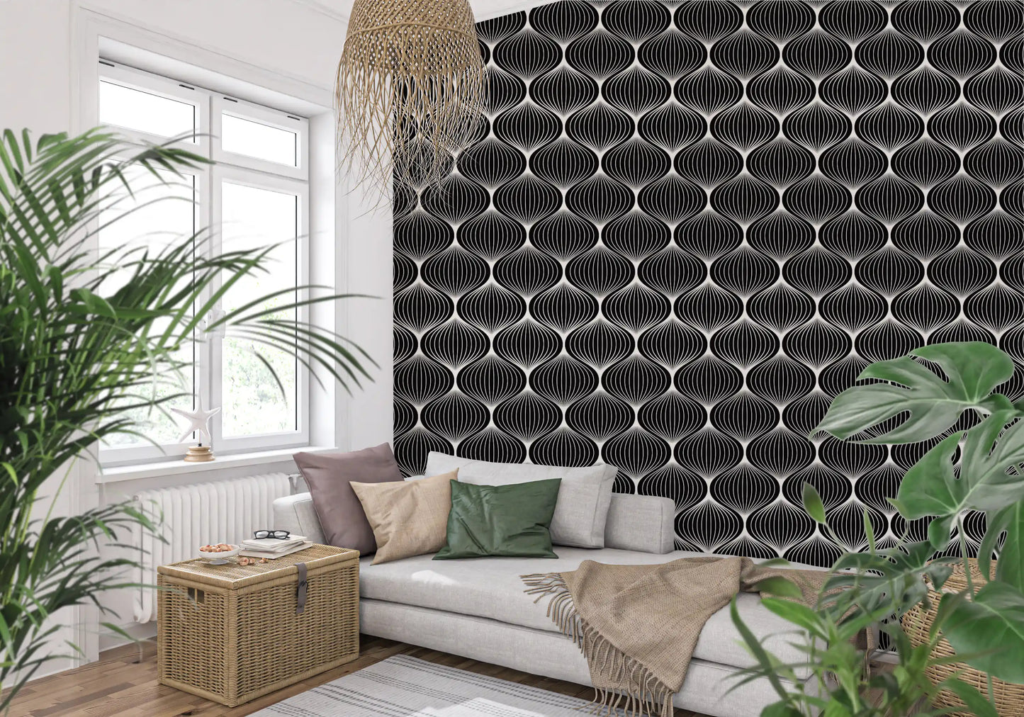 Monochrome Geometric Arcs Wallpaper⁠