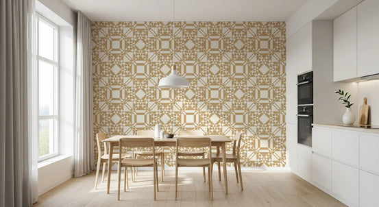 Tapet cu model geometric auriu intercalat