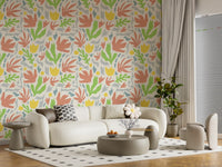 Abstrakt Matisse-inspireret botanisk udskåret tapet⁠