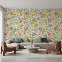 Abstrakt Matisse-inspireret botanisk udskåret tapet⁠