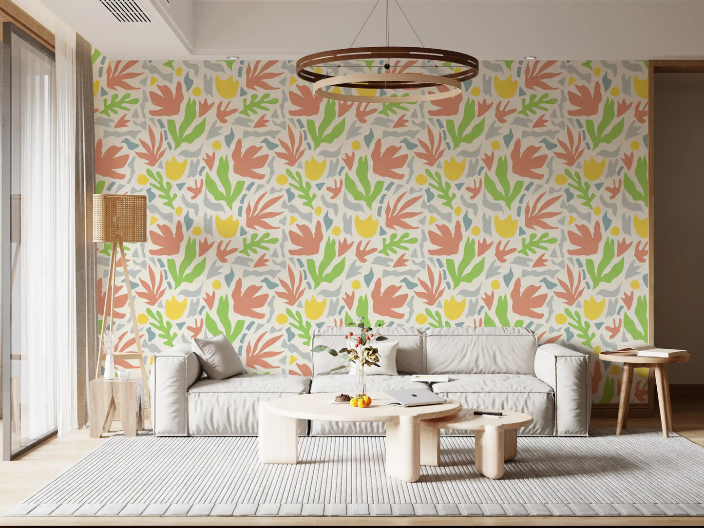 Abstrakt Matisse-inspireret botanisk udskåret tapet⁠