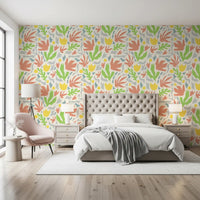 Abstrakt Matisse-inspireret botanisk udskåret tapet⁠