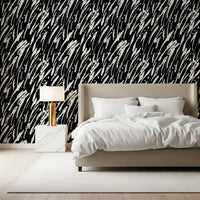 Monochrome Abstract Brushwork Wallpaper⁠