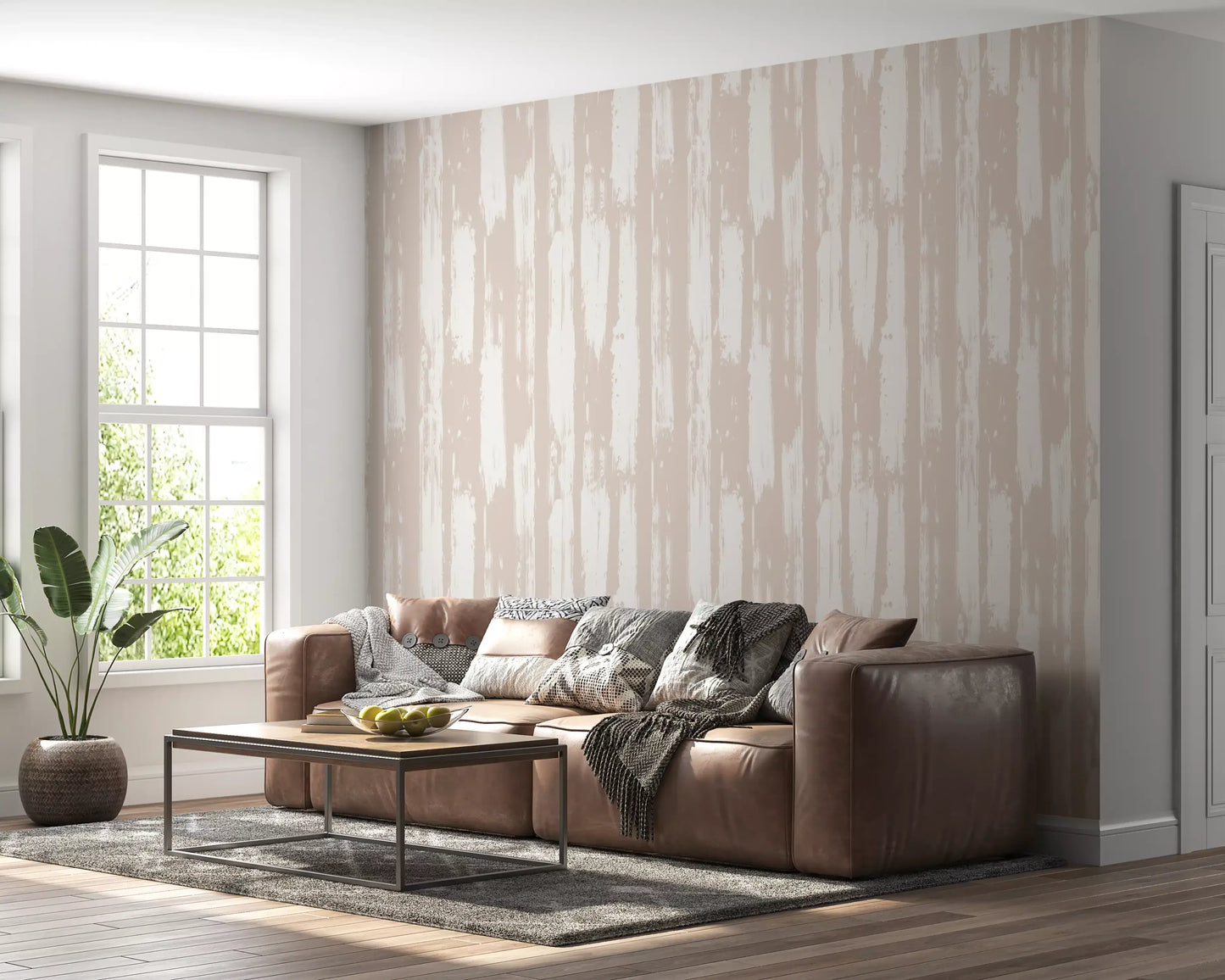 Creamy Brushstroke Stripes Wallpaper⁠