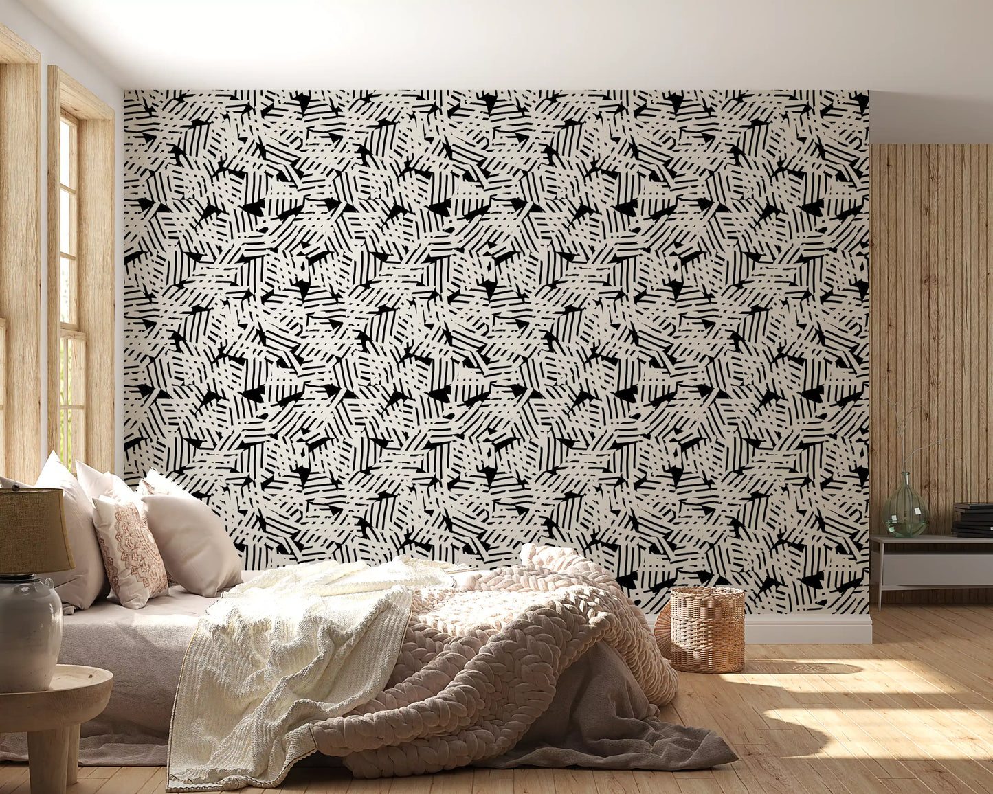 Monochrome Geometric Grid Wallpaper⁠