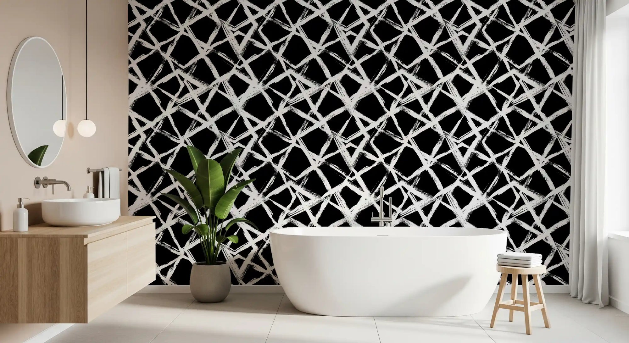 Modern Minimalist Grid Brushstroke Wallpaper⁠