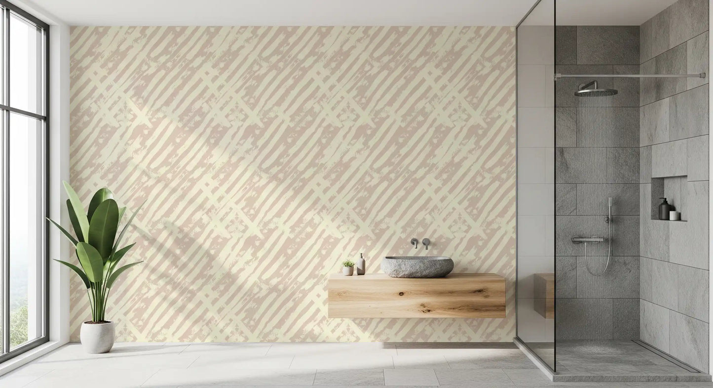 Papel de Parede com Padrão de Pinceladas em Creme