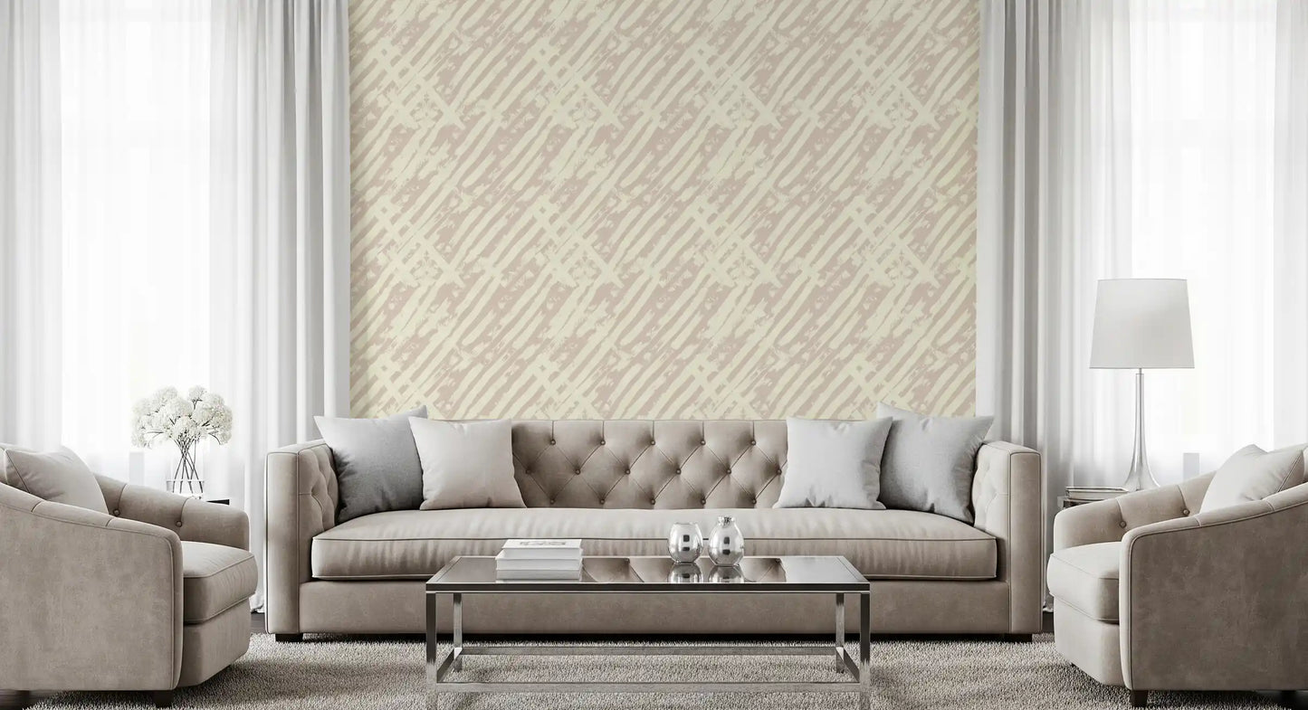 Papel de Parede com Padrão de Pinceladas em Creme