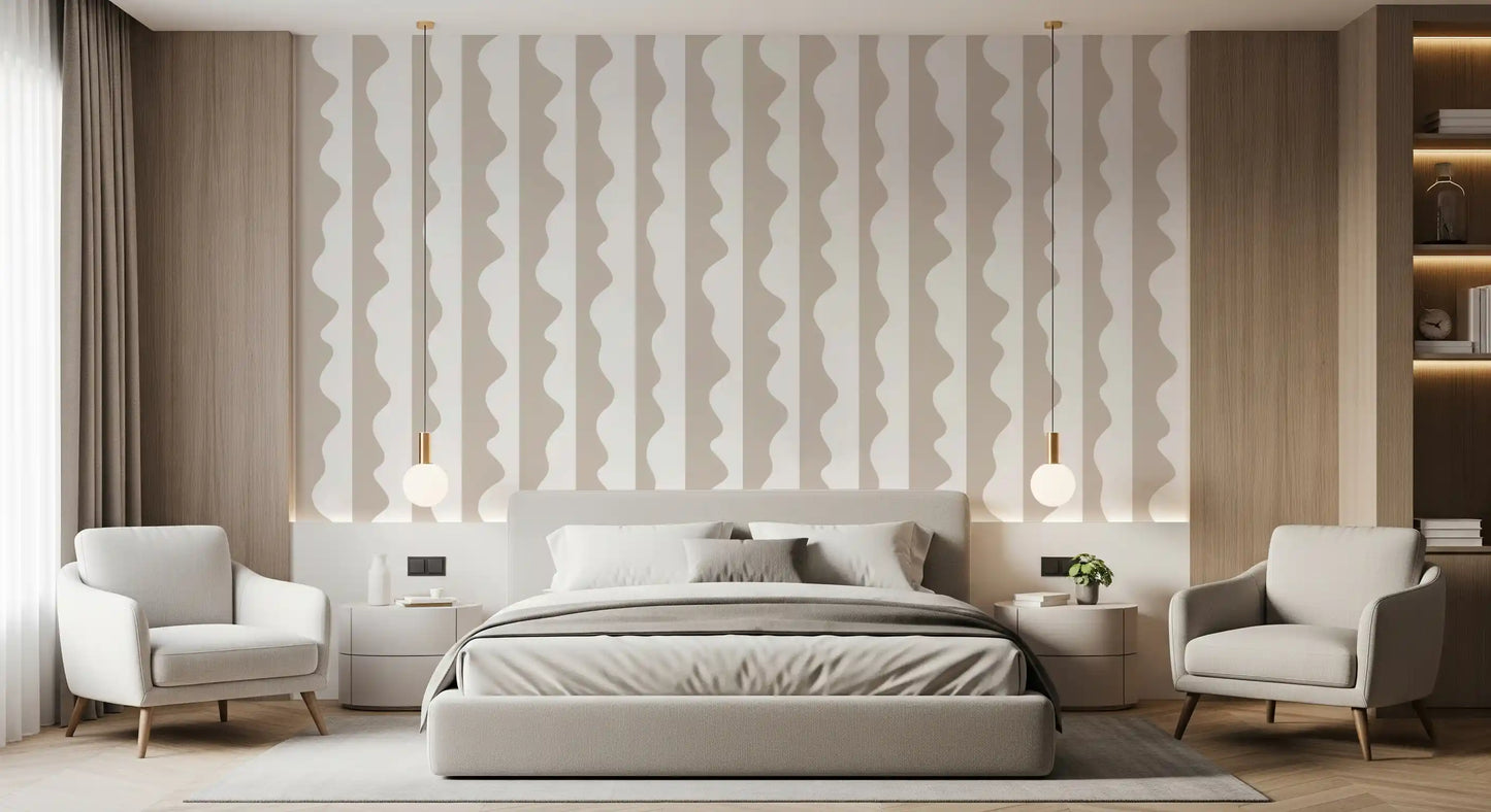 Minimalist Soft Wave Stripes Wallpaper⁠