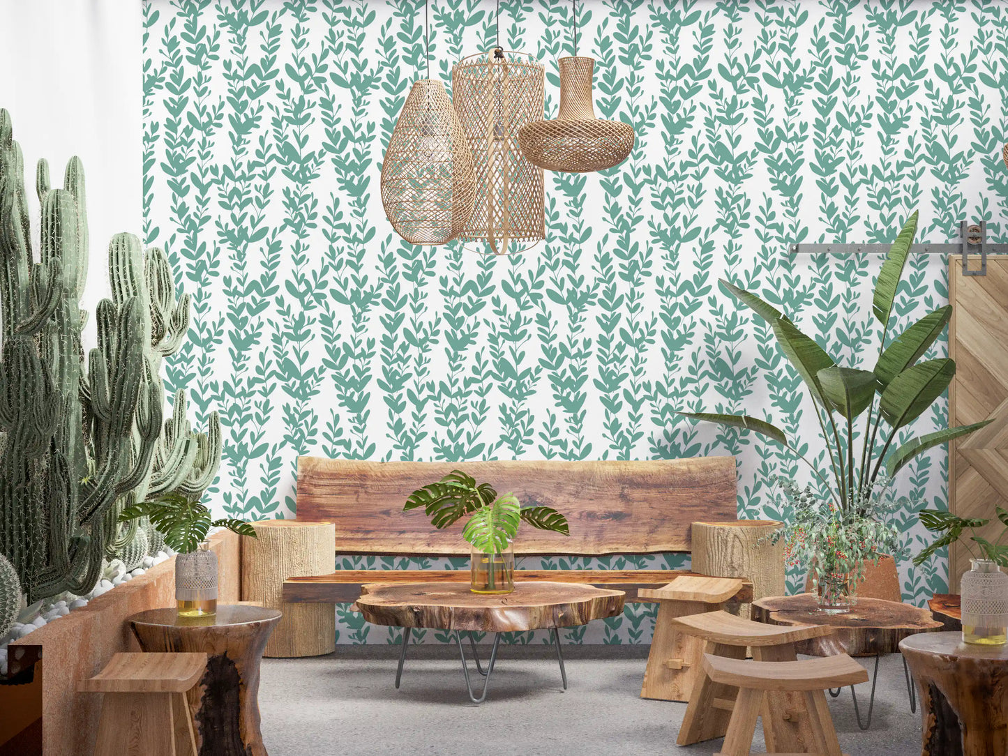 Minimalistisk salvie botaniske vinranker tapet⁠