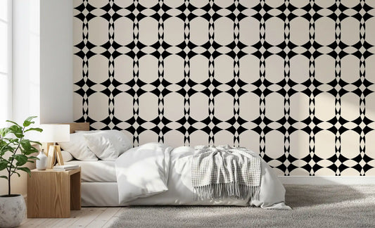 Papel pintado moderno con patrón geométrico de círculos entrelazados
