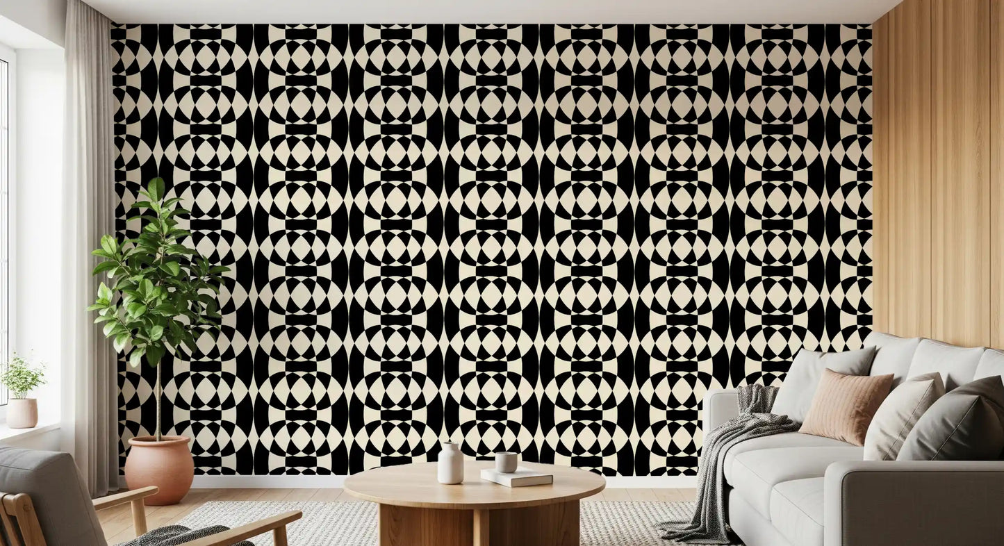 Interlocking Monochrome Arches Wallpaper⁠