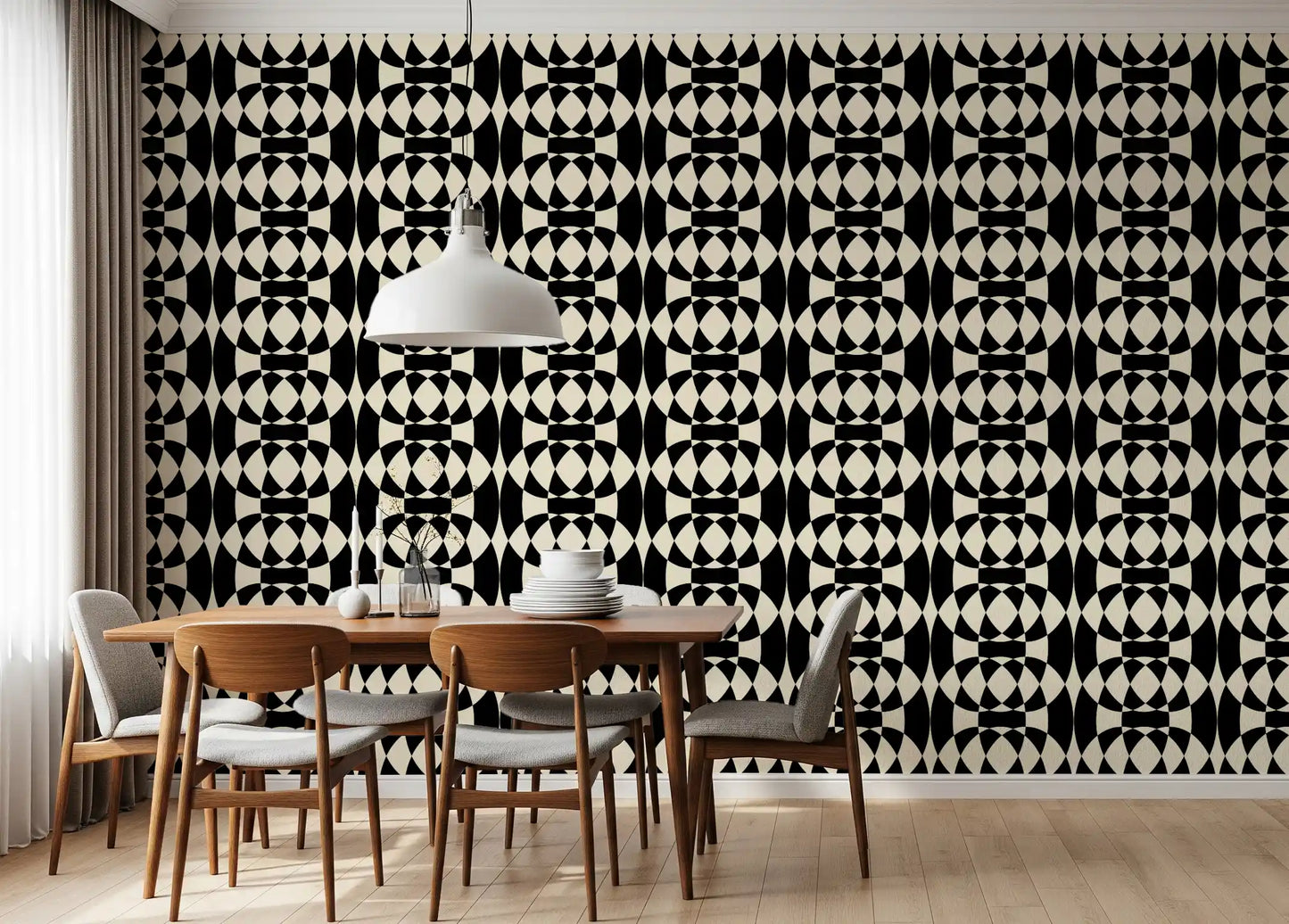 Interlocking Monochrome Arches Wallpaper⁠