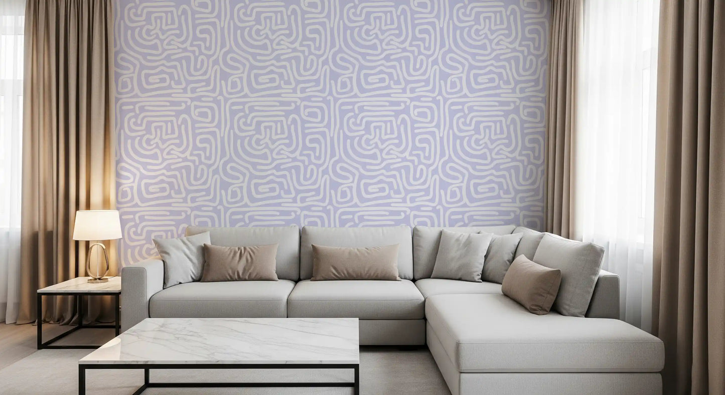 Minimalistisk violet labyrintmønster tapet