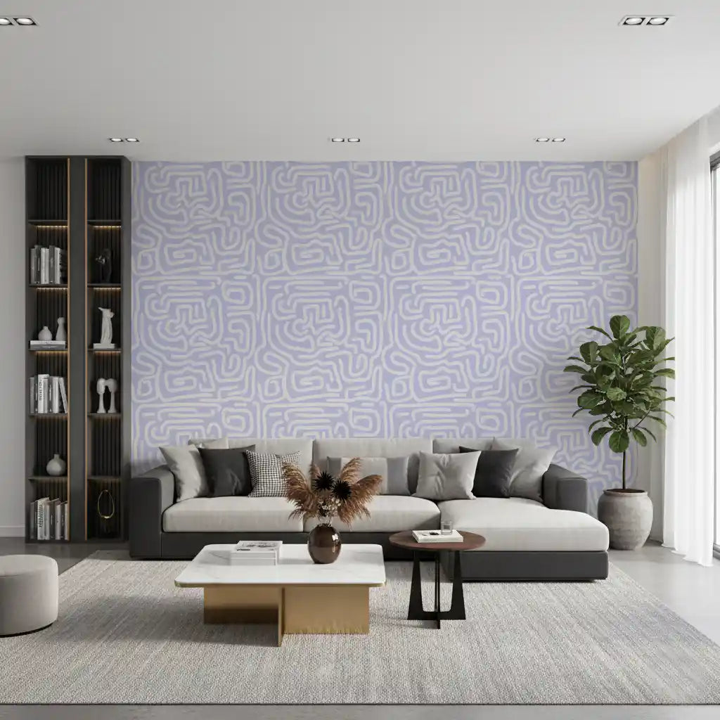 Minimalistisk violet labyrintmønster tapet