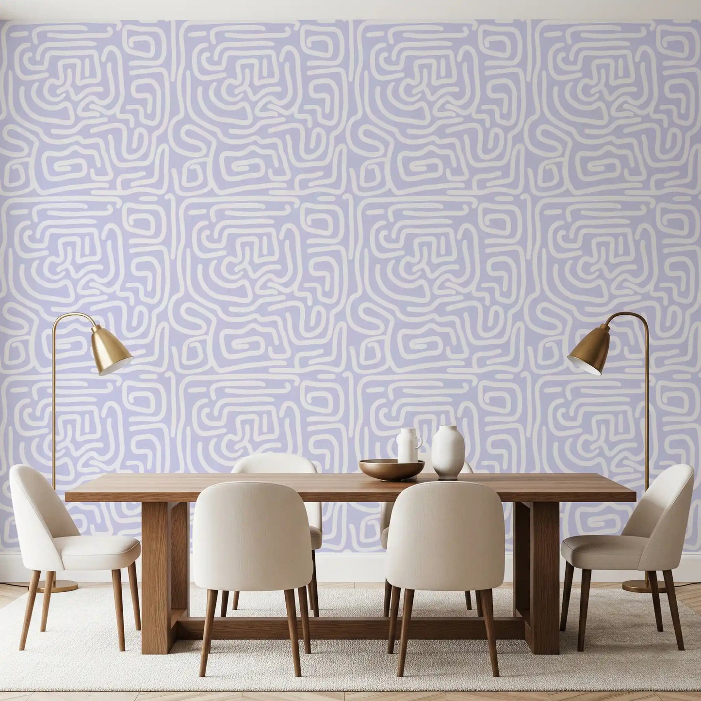 Minimalistisk violet labyrintmønster tapet