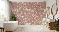 Papier peint abstrait floral aux tons terreux⁠