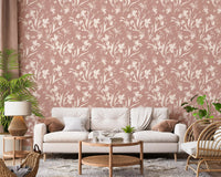 Papier peint abstrait floral aux tons terreux⁠