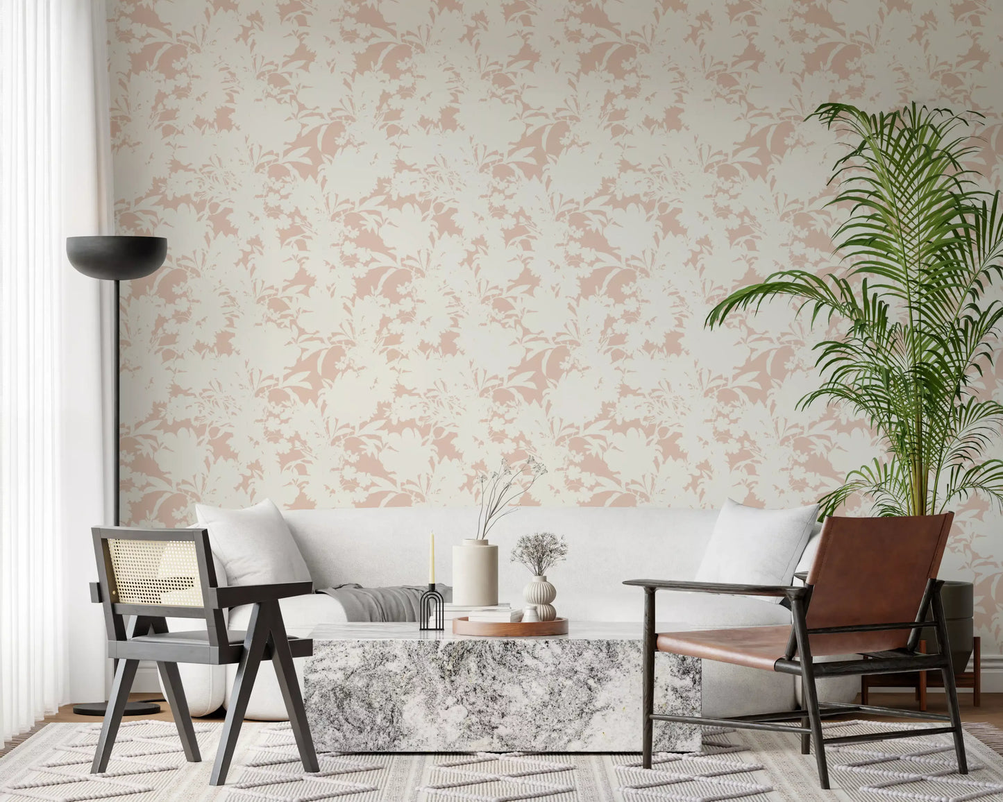 Creamy Petal Shadow Pattern Wallpaper⁠