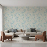 Luftiges Creme und Blaues Gartenmuster Tapete⁠