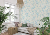 Luftiges Creme und Blaues Gartenmuster Tapete⁠