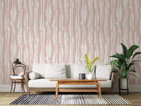 Papier peint à rayures peintes minimalistes couleur blush