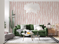 Papier peint à rayures peintes minimalistes couleur blush