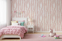 Papier peint à rayures peintes minimalistes couleur blush