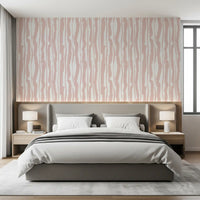 Papier peint à rayures peintes minimalistes couleur blush