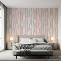 Papier peint à rayures peintes minimalistes couleur blush