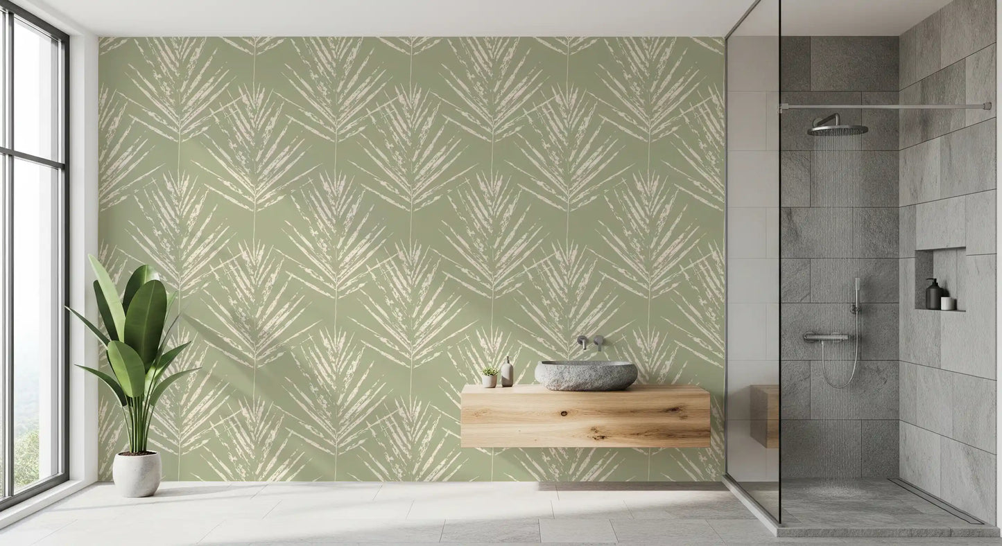 Papier peint esquisse de feuille verte douce