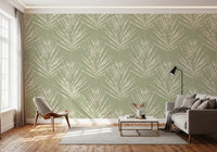 Papier peint esquisse de feuille verte douce