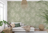 Papier peint esquisse de feuille verte douce
