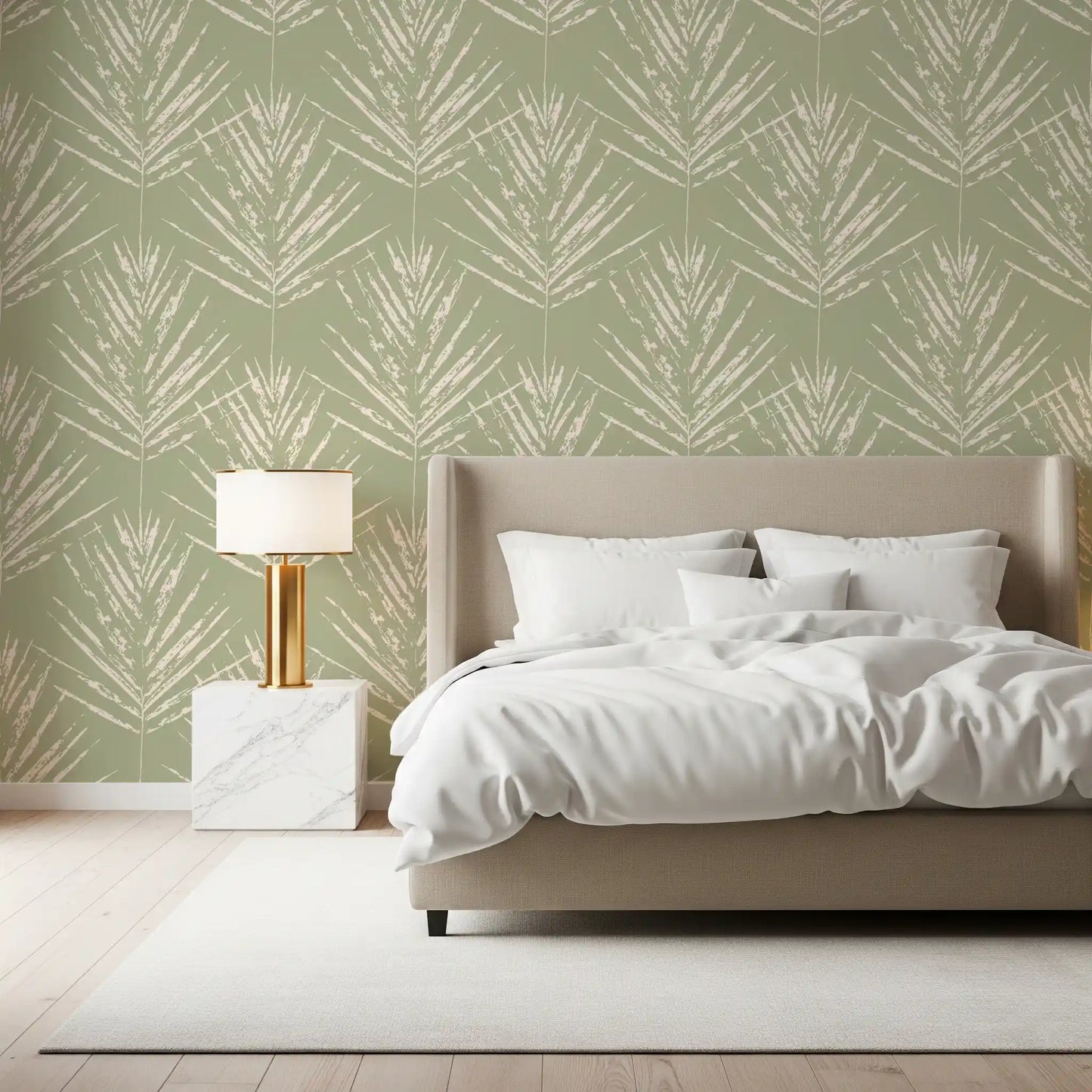 Papier peint esquisse de feuille verte douce
