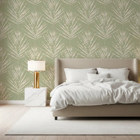 Papier peint esquisse de feuille verte douce