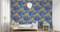 Papier peint motif jardin néon vibrant