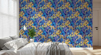Papier peint motif jardin néon vibrant