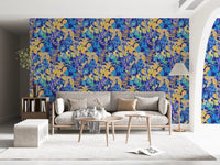 Papier peint motif jardin néon vibrant